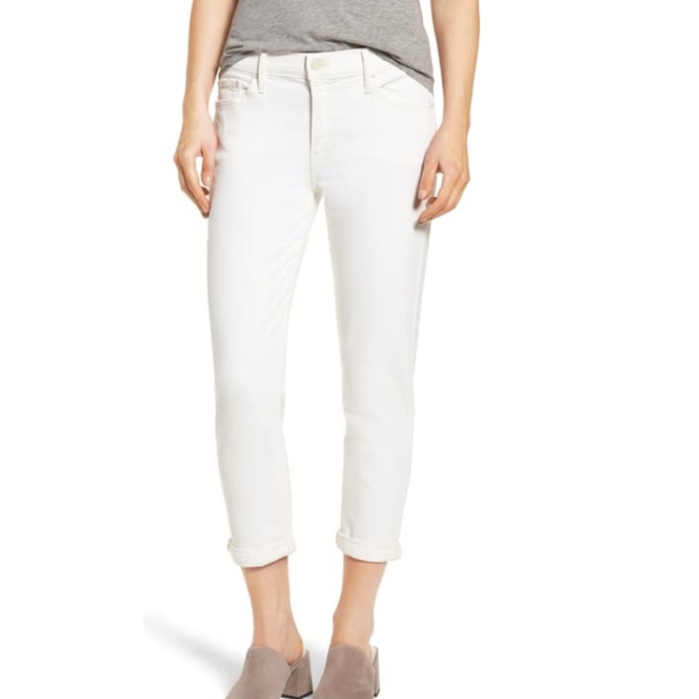 MOTHER The Dropout Boyfriend Crop White SZ 24